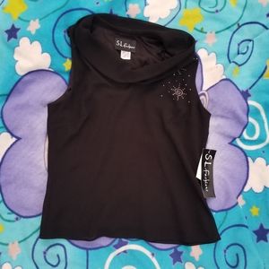NWT SL Fashions Rhinestone Scoop Neck Top